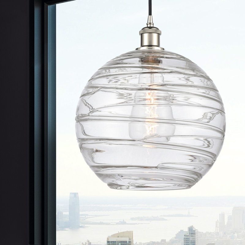 Luminaire suspendu en forme de globe à 1 lumière Mott, Nickel poli, Ampoule non incluse
