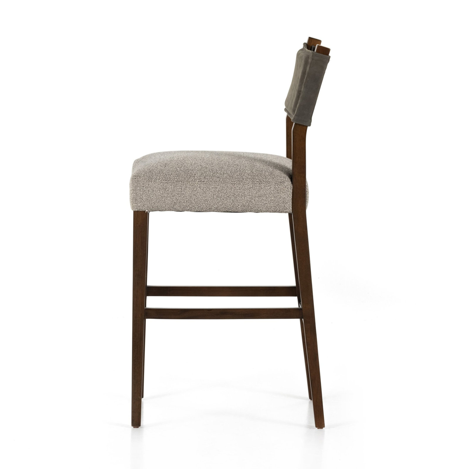 Lorretta Bar and Counter Stool, Bar Stool (29.92" Seat Height), Tulsa Ink/Nubuck Charcoal Rayon/Viscose/Leather