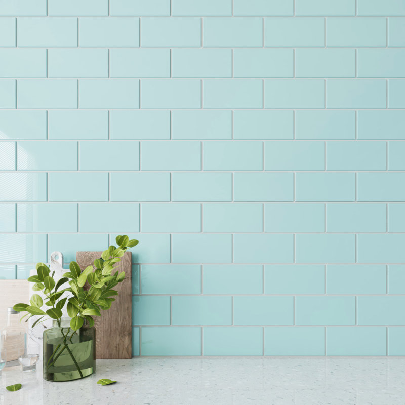 Carreau de verre Subway 3 po x 6 po, Bleu bébé