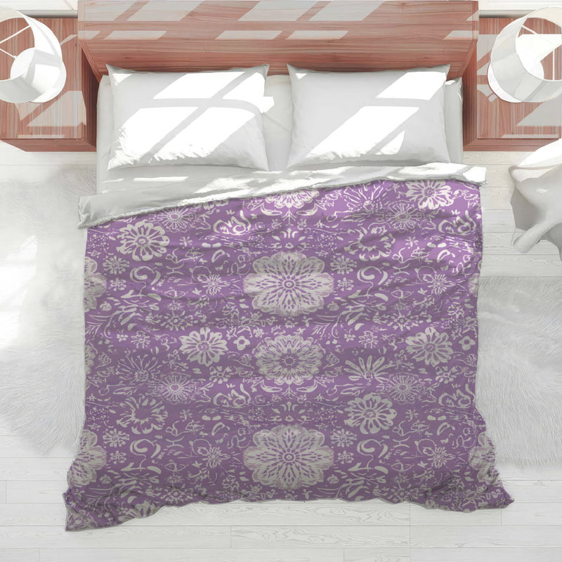 Édredon à motif floral mauve, Lit simple