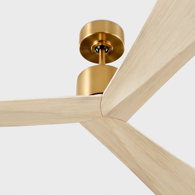 Adler 52 Indoor Ceiling Fan with Washed White Oak ABS blades and Handheld Remote, Burnished Brass, Washed White Oak