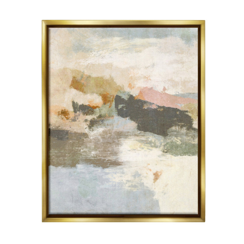 "Peinture abstraite rustique" par Suzanne Nicoll sur toile, Cadre flottant métallique doré, H 31 po x l 25 po