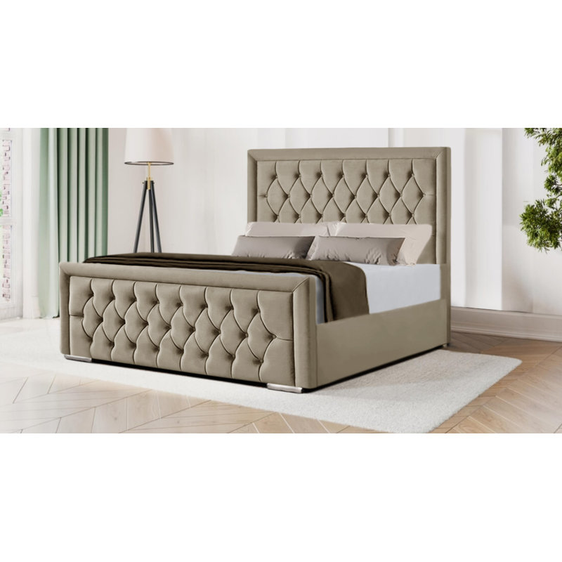 Brentley Upholstered Bed, Coffee, Double (135 x 190 cm)