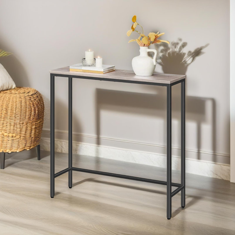 Industrial Slim Console Table for Hallway Living Room, Greige