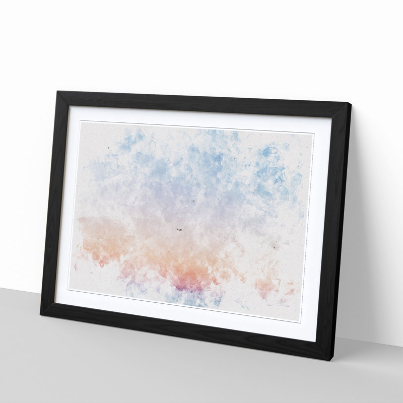 Airplane over Florida Watercolour - Picture Frame Graphic Art Print, Black Framed, 36cm H x 48cm W x 2cm D