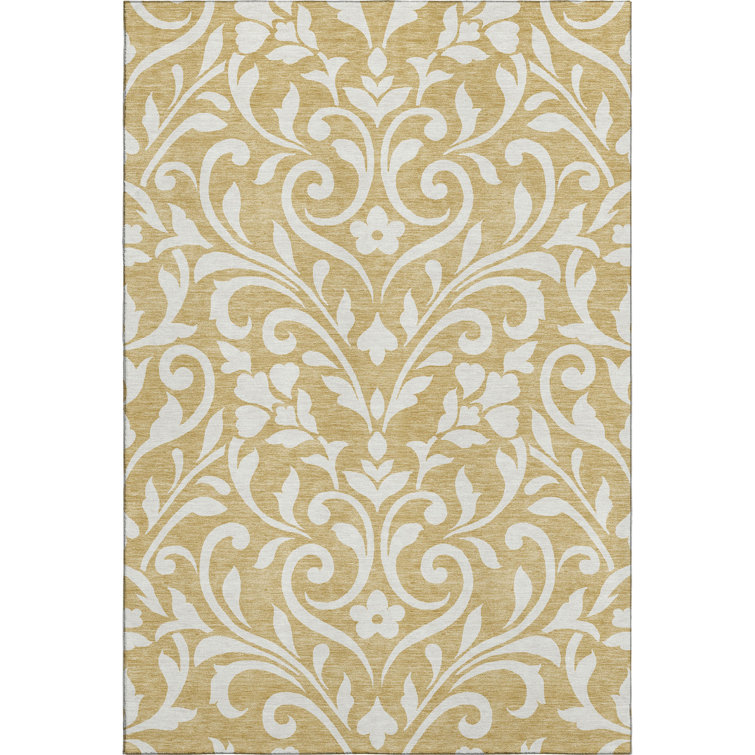 Premium Machine Washable Prisco Gold Rug