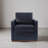 Modern Upholstered Navy Faux Leather Square Swivel Armchair with Matel Base-1911173914