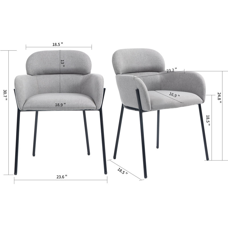 Khea 18.5'' H Fabric Upholstered Metal Armchair