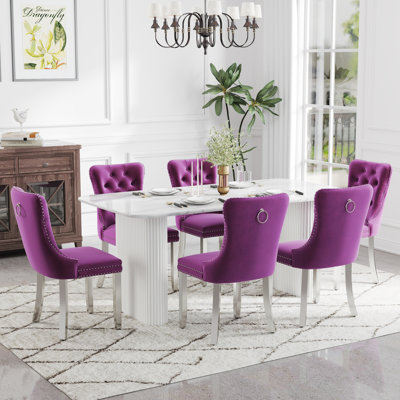 Rectangular Wooden Dining Set with Tufted Dining Chair
