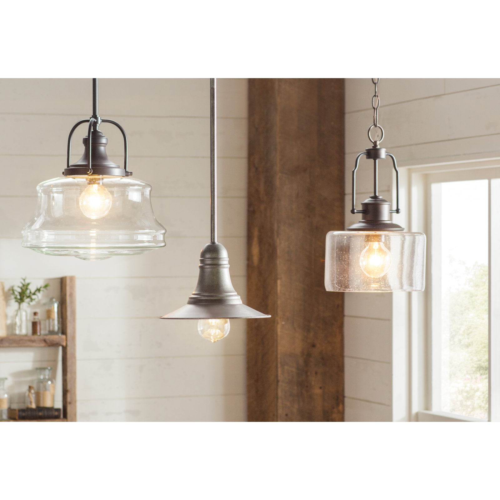 Truro 1-Light Adjustable Height Schoolhouse Pendant , English Bronze