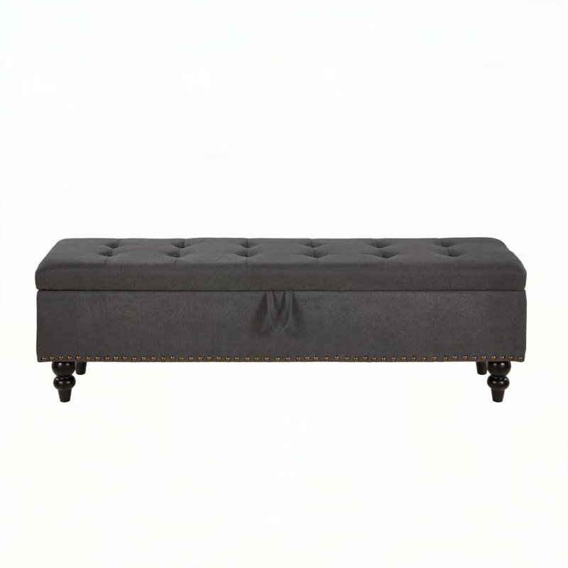 59"Upholstered Tufted Bed Bench  with Storage, Gray
