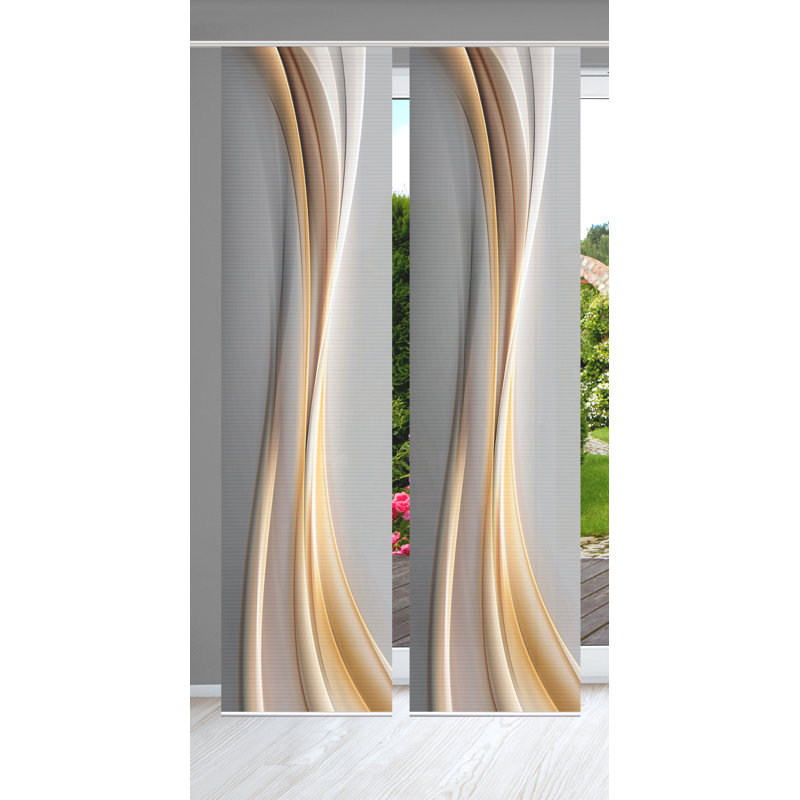 Semi Sheer Sliding Panel Pair, Golden