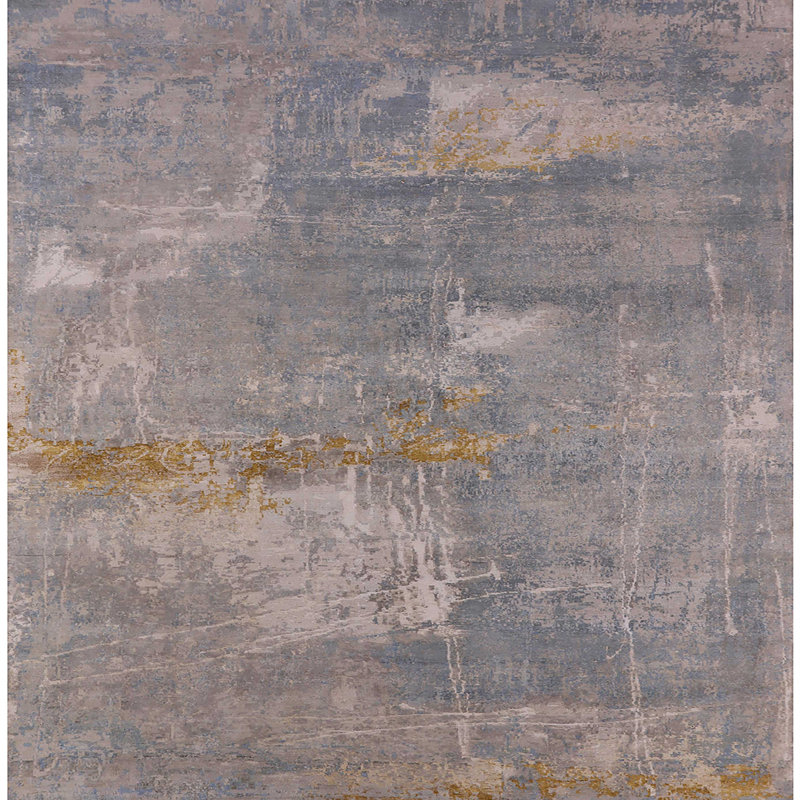Tapis 10064 de style Mid-Century moderne 100% lavable à la machine, Carré 5 pi