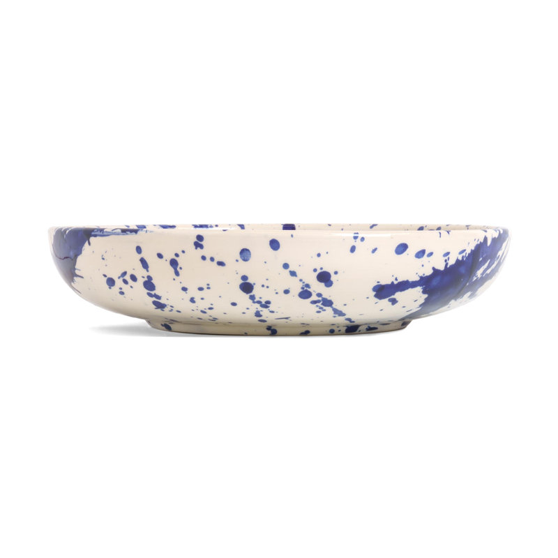 Blue Splatter Shallow Bowl