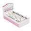 Lit simple en bois en forme de maison avec tablette de rangement sur la tête de lit-1248801699