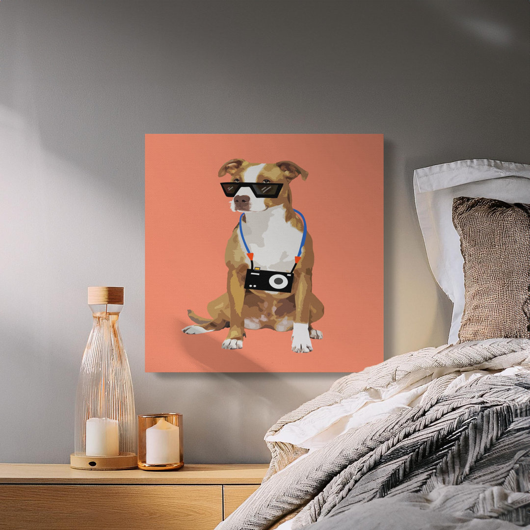 Cool Dog Canvas Wall Art, Sunglasses Dog Print, Gallery Wrapped Canvas, Ready to Hang, Archival Quality, Modern Home Decor, Dog with Camera