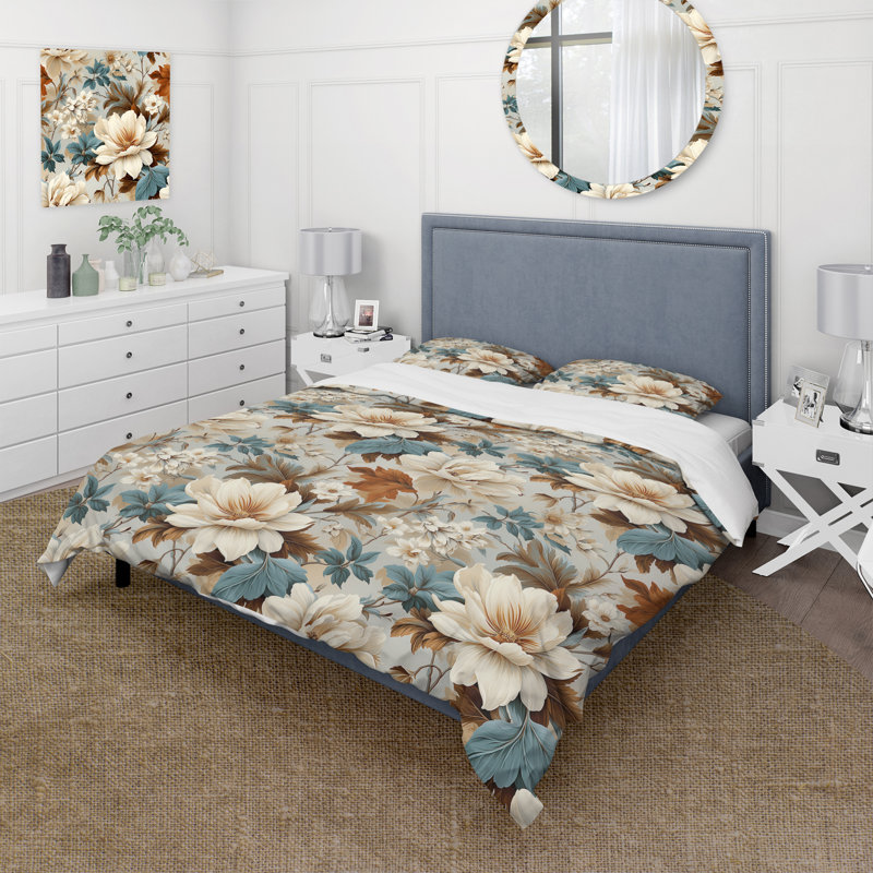 Literie Vintage Florals VII, Housse de couette simple + 1 taie décorative stan