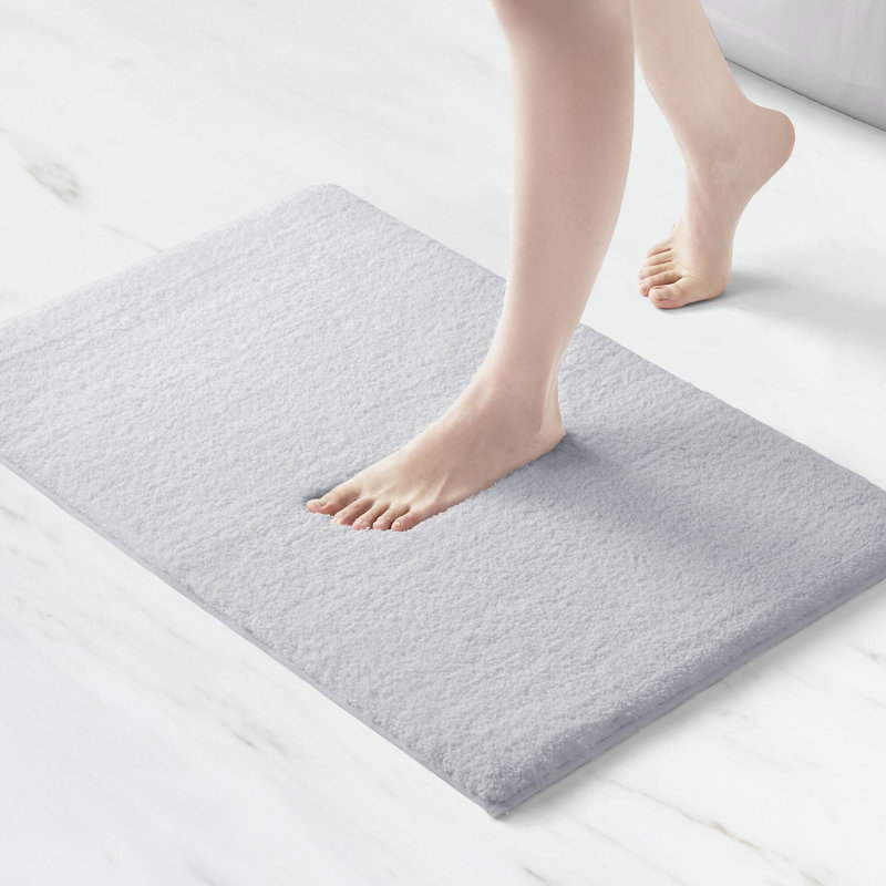 Tapis pour salle de bain Marshmallow, Rectangle - 76 cm L x 51 cm l, Argent argent