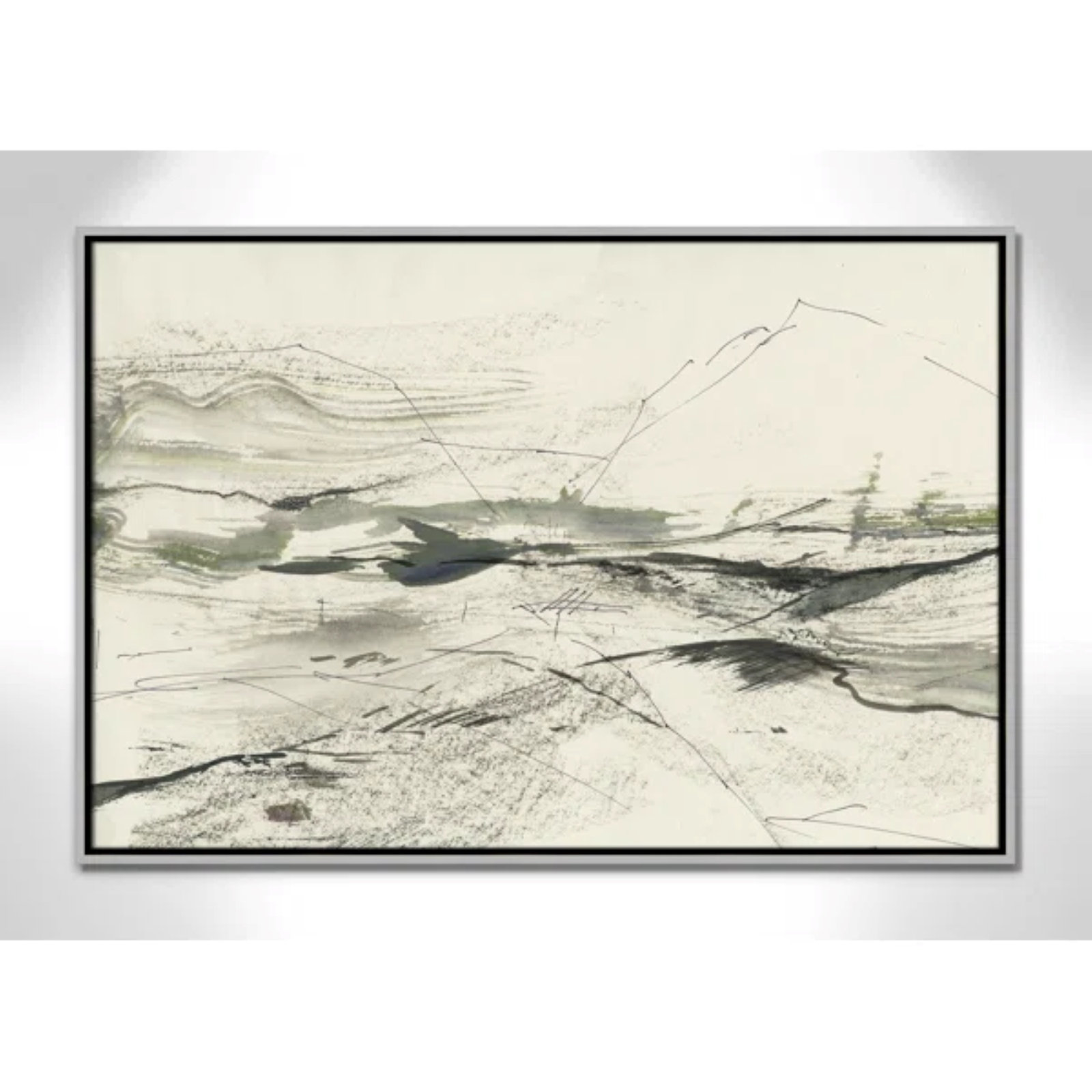 Green Sketches Print by PI Studio, 25.5" H x 37.5" W x 2" D, Silver Floater Framed, No Mat