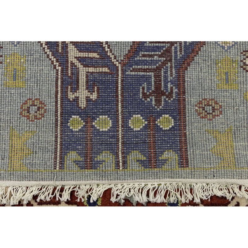 Tapis géométrique en laine fabriqué à la main Shirell, Rectangle 8 pi x 9 pi 11 po