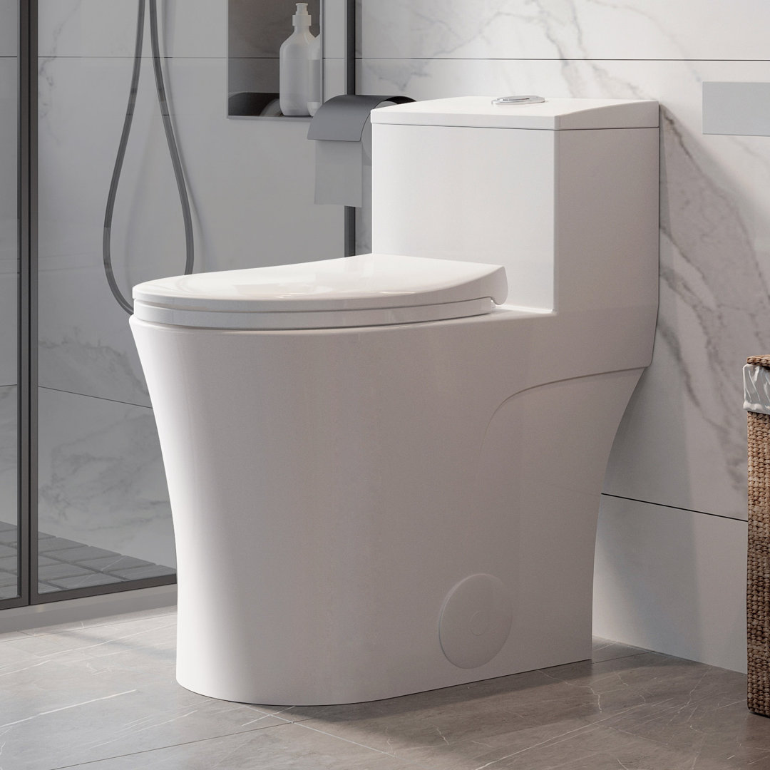 Arlo One-Piece Toilet, 10" Rough-In, 17.3" ADA Chair Height, Dual Flush 0.8/1.28 GPF, MAP 1000g, Elongated, Space-Saving Design. HOROW