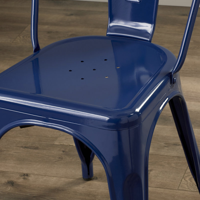 Agamveer 17'' H Metal Stacking Side Chair, Blue