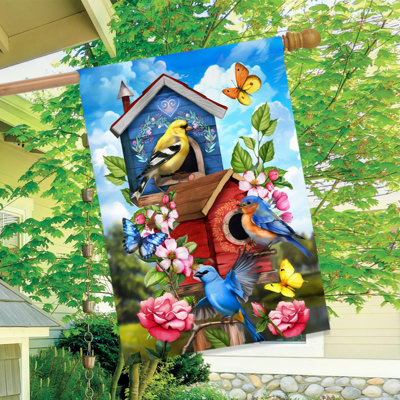Drapeau floral maison d'oiseaux