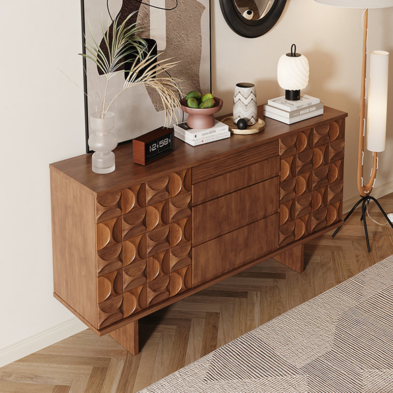 Buffet de style médiéval avec armoire de rangement, H 31,5 po x l 70,87 po x P 15,75 po