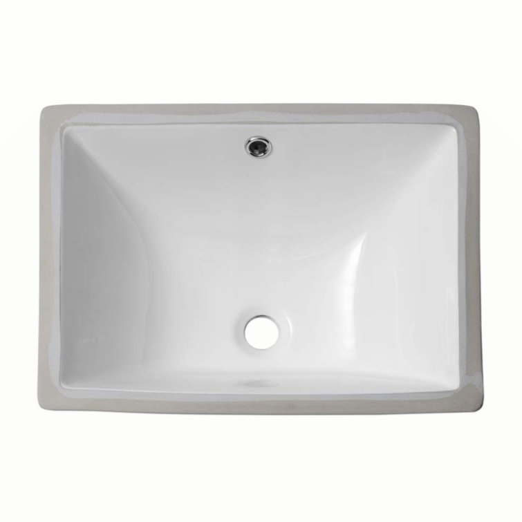 18.5"X13.5" White Ceramic Rectangular Undermount Bathroom Sink With Overflow