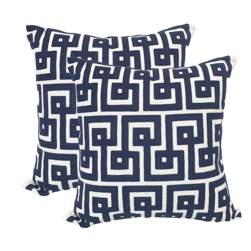  Square Cotton Pillow Cover & Insert, Navy