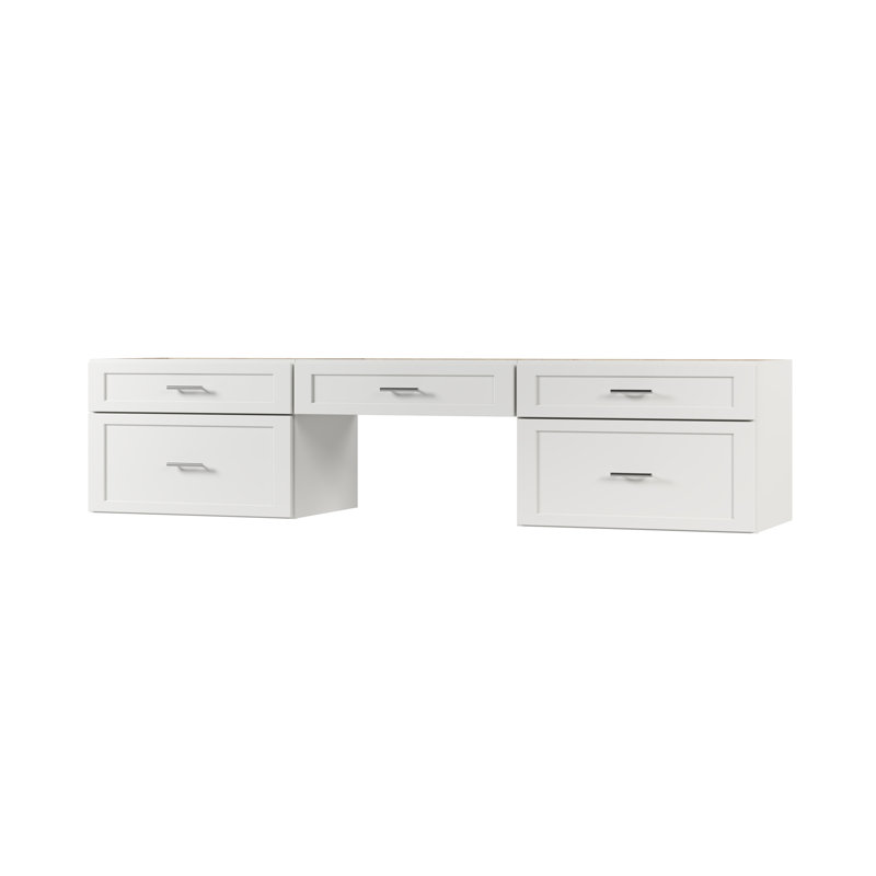 Ensemble de meuble-lavabo mural flottant double 90 po avec bureau Disar, Blanc