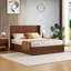 Walnut ripple panel curved headboard platform bed frame, 44-inch tall headboard,king size bed frame, modern minimalist style, easy to assemble, no box spring required.