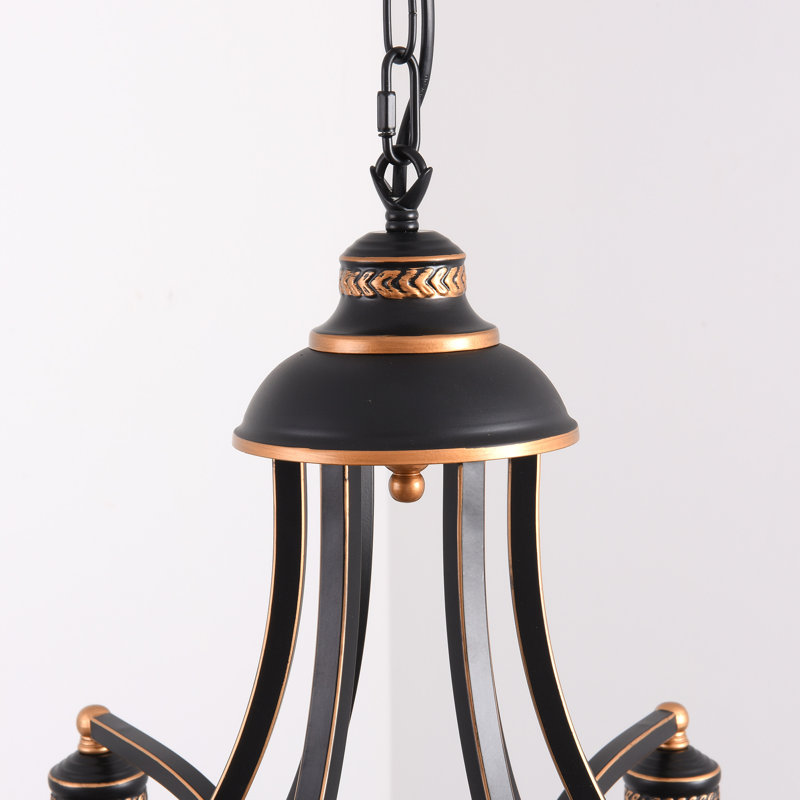 Lustre noir à 6 lumières avec abat-jour en plexiglas Emilyn