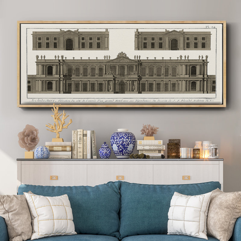 Buildings & Facades I- Framed Canvas, 24" H x 60" W