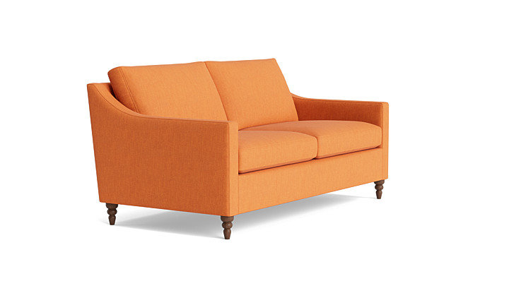 Vera Loveseat (70"), Walnut Finish (Turned), Performance Weave - Carrot