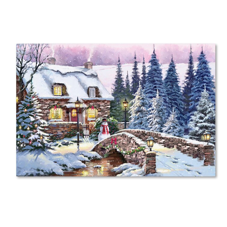 Cottage In Woods On Canvas by The Macneil Studio Print