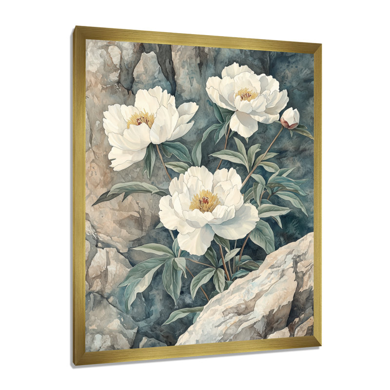 Bainbridge - Floral Wall Decor, H 44 po x l 34 po, Reproduction encadrée d'une seule photo, Doré