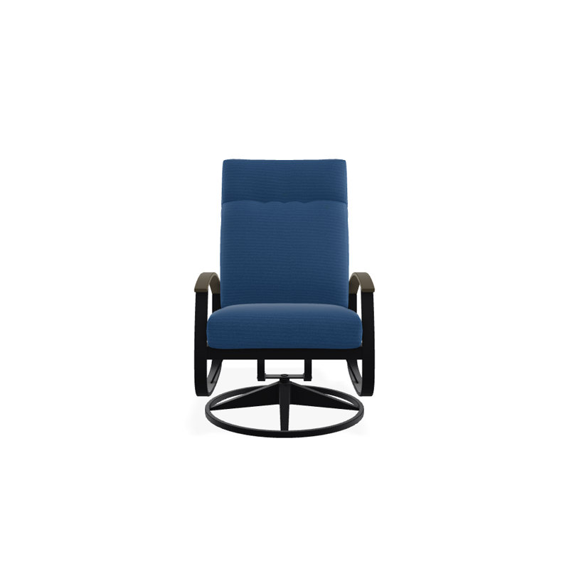 Belle Isle Outdoor Rocker Chair, Canvas Sapphire Blue Sunbrella, Beachwood P40, Textured Black