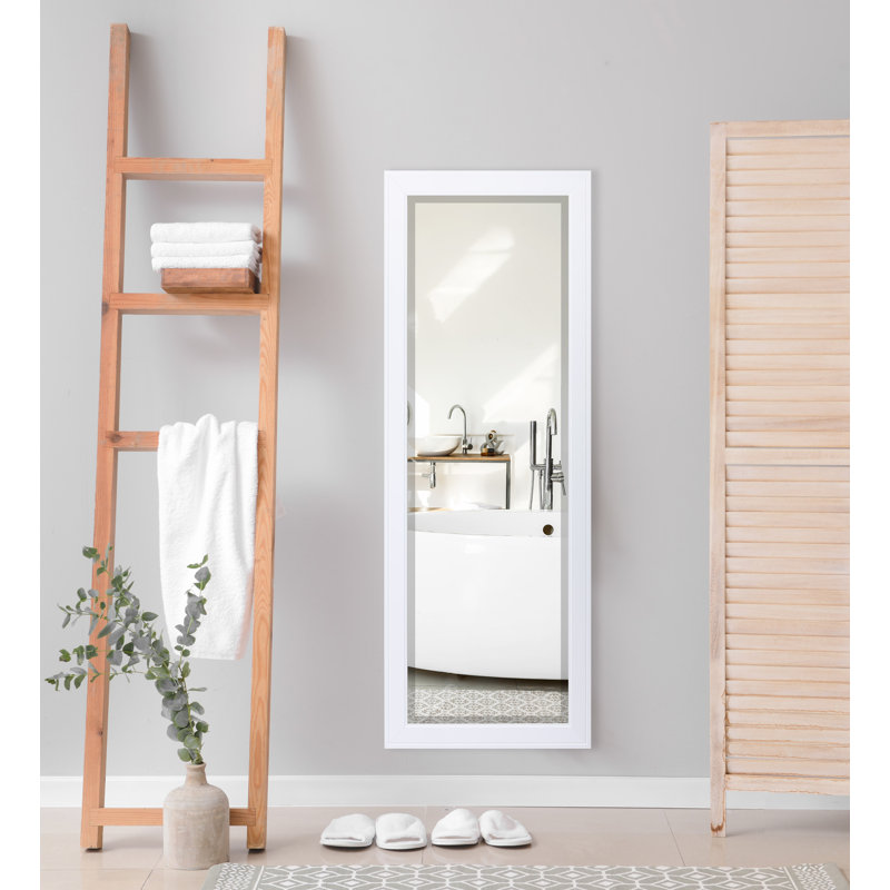 Eladia Engineered Wood Flat Wall Mirror, 59.5" H x 20.5" W x 0.75"D, White