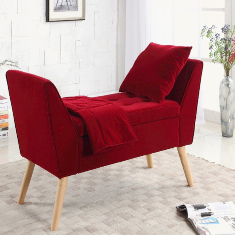 Banc de rangement Rhianna, H 27 po x l 47 po x P 18,5 po, Rouge