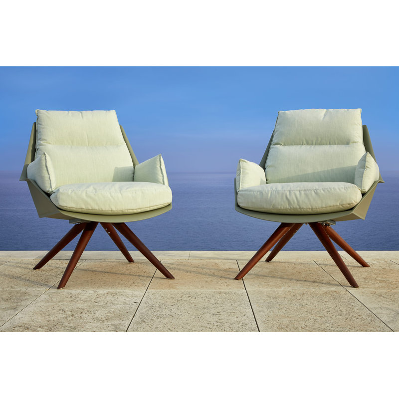 Fauteuil de terrasse avec coussin Anou, Gris verdâtre