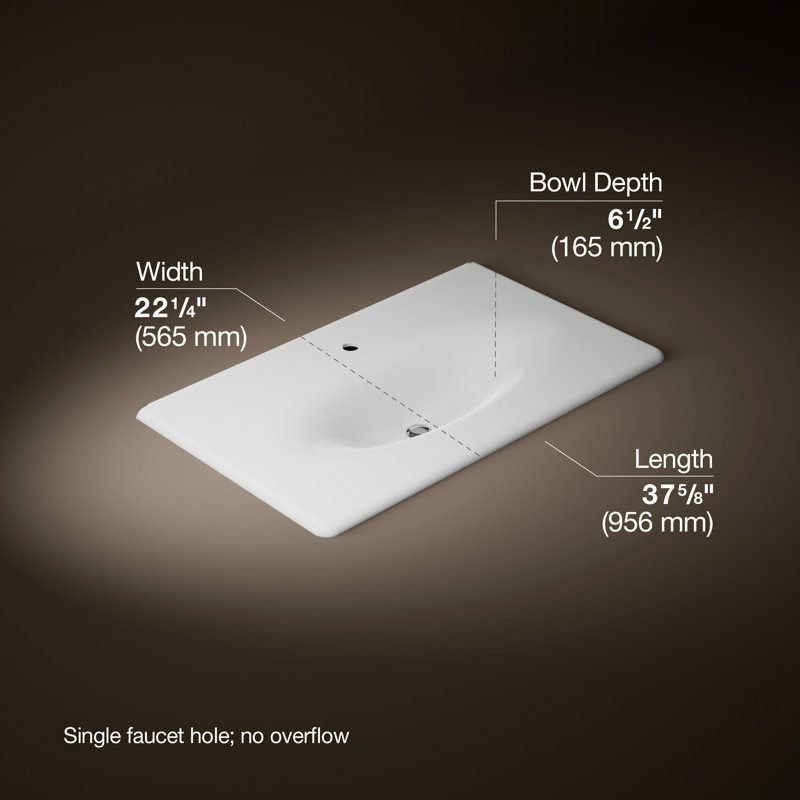 Plateau de meuble-lavabo 38 po Iron Impressions, Blanc, Simple