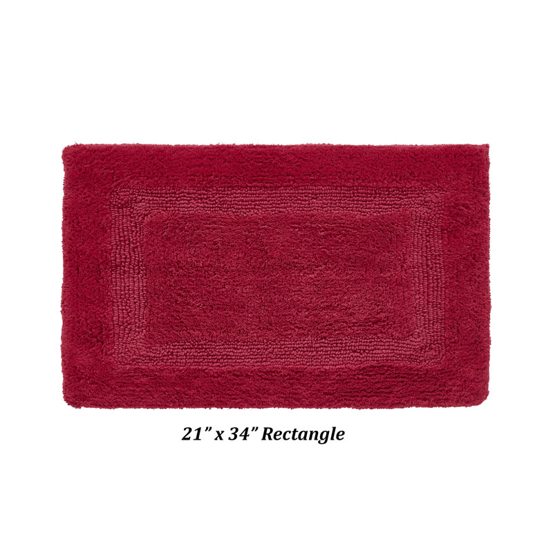 Rozanne Reversible Cotton Bath Rug, Red, 21" x 34" Rectangle