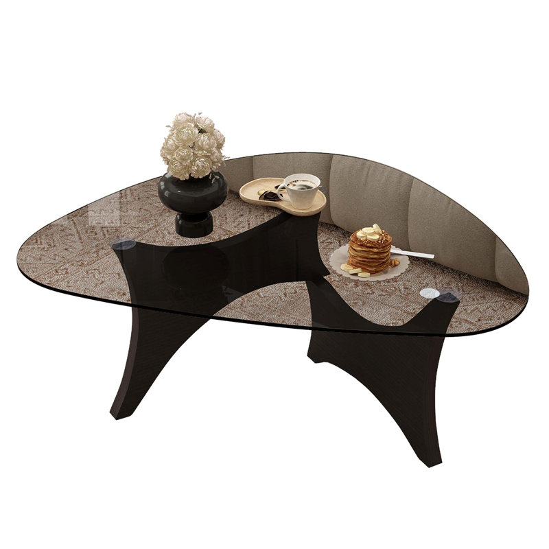 Table basse élégante en verre Mid-Century moderne pour espaces de vie polyvalents, Black