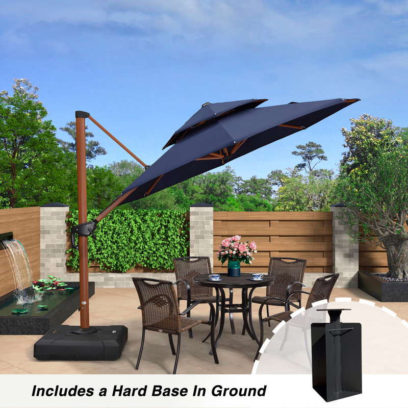 Parasol en porte-à-faux rond 120 po WINON, Bleu marine