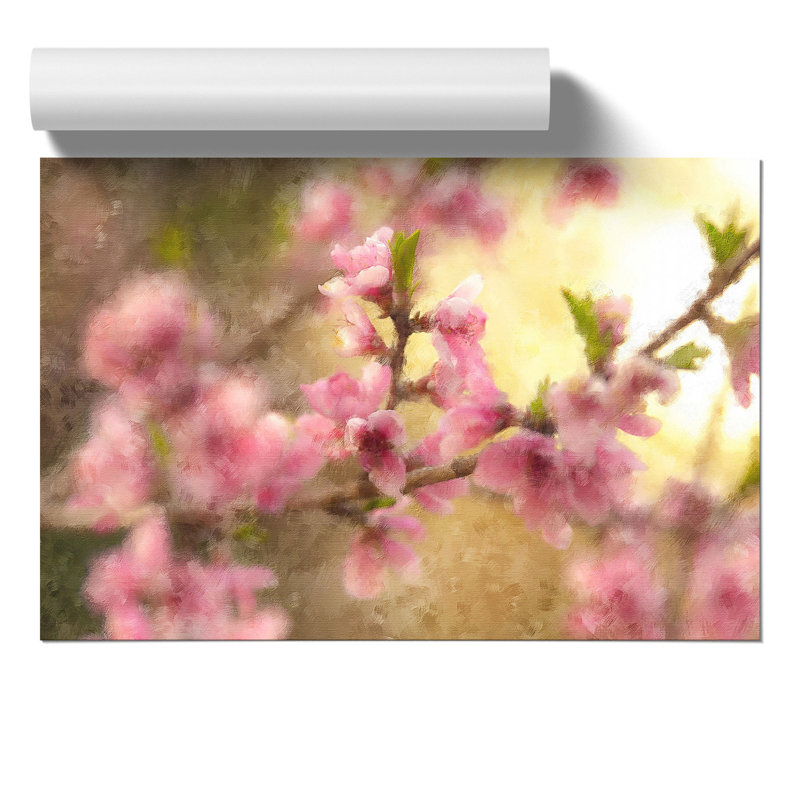 Cherry Blossom Flowers Painting - Frameless Print, 42cm H x 59cm W x 0.1cm D