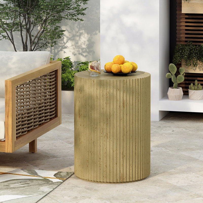 Table d'appoint cylindrique Mgo, texture bois