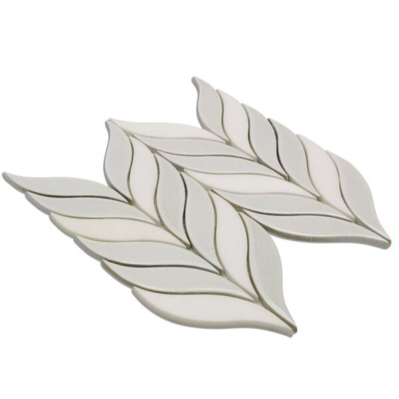 Nabi Sprig 11x12 Crackled Glass Mosaic Tile, Glacier White