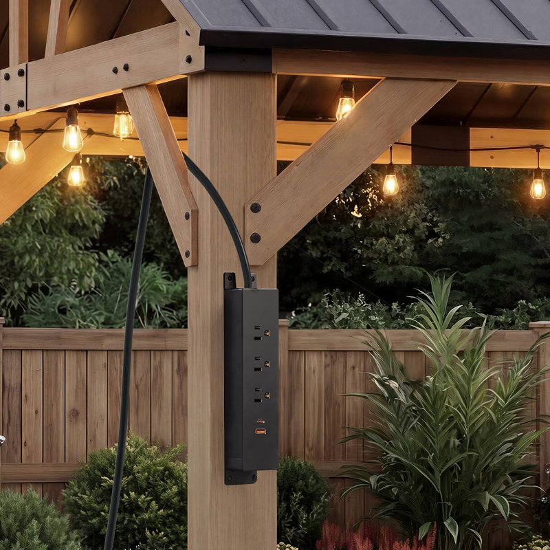 Outdoor Power Outlet with USB Type-C and Mounting Bracket