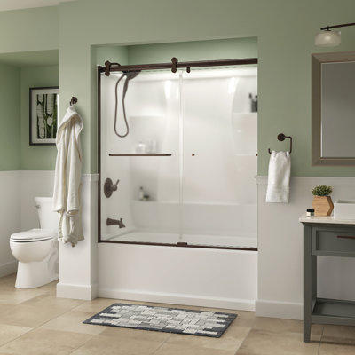 58.05" W x 60.35" H Double Sliding Semi-Frameless Tub Door